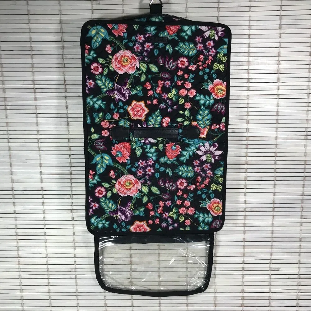 Vera Bradley Black Hanging Accessory Jewelry Travel Bag Zips Shut Carry Handle
